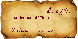 Landesman Ákos névjegykártya